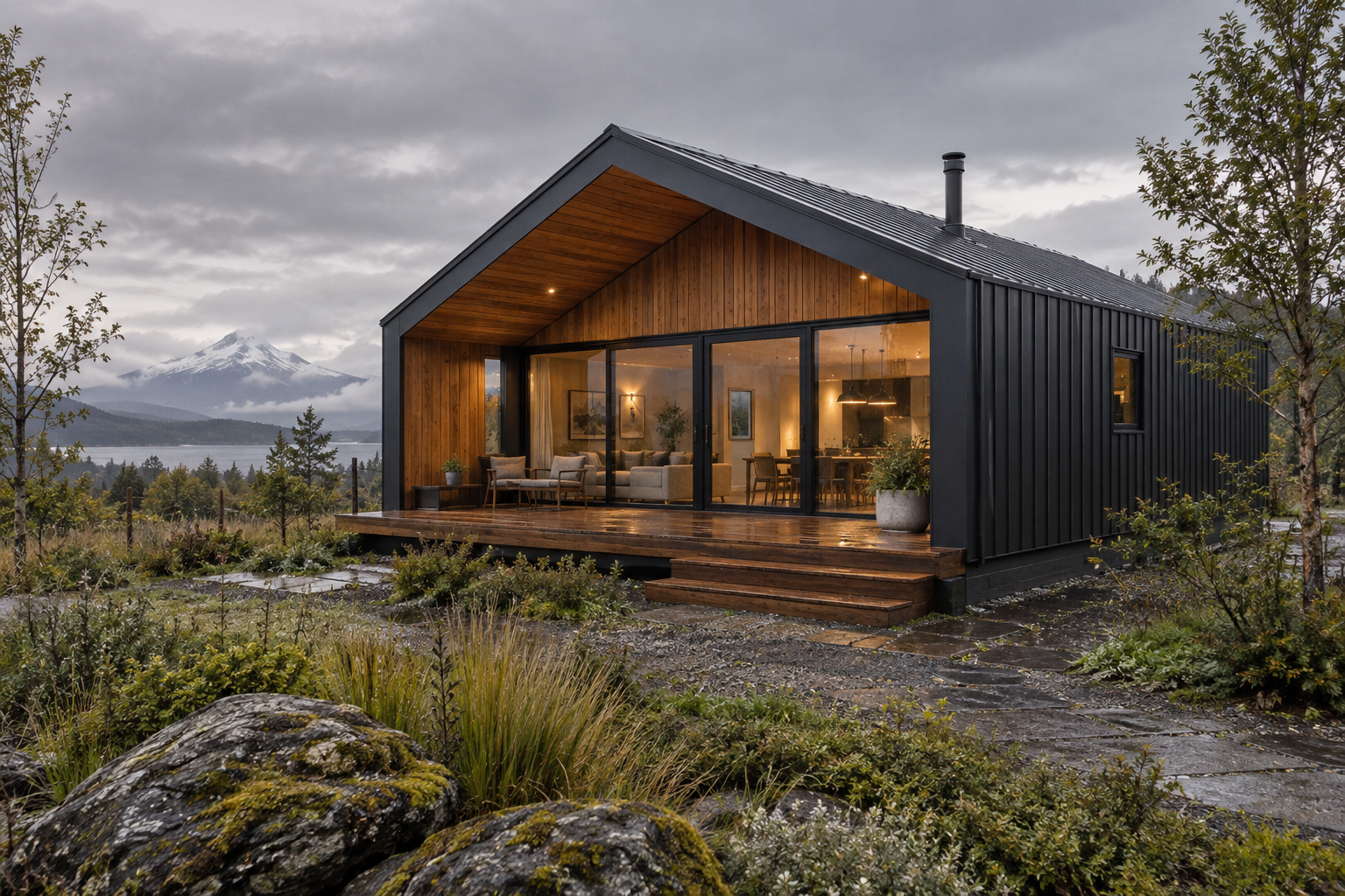 Fachada del modelo Bruma de 54 m²